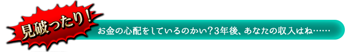 見破ったり! お金の心配をしてるのかい? 3年後、あなたの収入はね…… 見破ったり! お金の心配をしてるのかい? 3年後、あなたの収入はね……